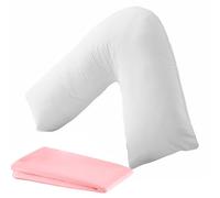 V Shaped Pillow with Cover - V Pillow For Neck And Shoulder Pain - Pink Microfiber Cover with Extra Virgin Hollow Fiber Filling - V Cushion For Pregnancy and Nursing(Pink)