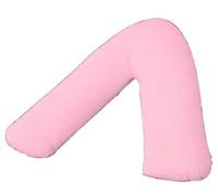 V Shaped Pillow with Free Thermal/Flannel V Pillowcase 100% Brushed Cotton Pillowcase Soft Warm Cosy ideal for Back & Neck Support, Maternity & Nursing Use Extra Filled Pillow 74 x 34cm (Pink)
