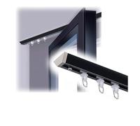 V Shaped Silent Curtain Track Heavy Duty Black Curtain Rod for & Bathroom 180cm (2 x 90cm) Ceiling Rail for Easy Installation & Smooth Operation