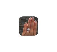 V-Shaped Stackable Ring Set Moissanite Wedding Band Half Eternity Ring 925 Sterling Silver Cubic Zirconia Simulated Diamond Anniversary Ring for Women Statement Promise Eternity Rings(9#)