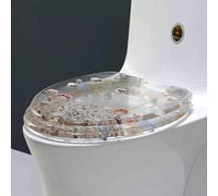 V-Shaped Transparent Resin Toilet Seat, Sparkly Glitter with 3D Effects Slow Close Smooth Surface No Exposed Screws Easy Install(B Style)