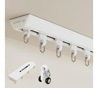 V- Shower Curtain Rails, Aluminum Ceiling Track With Silent Rollers, Smooth Sliding For Bedroom Office Hospital Privacy Partition Separator(White-A,190cm/6.2ft(2 * 95cm))