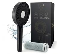 V Shower Pro Hard Water Filter Shower Head, High Pressure Large Water Saving Handheld Showerhead, Removes Chlorine,Water Softener, 5 Spray Modes, Black