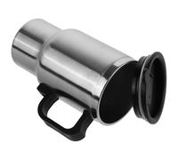 V Stainless Steel Thermal Mug for Car, 450ml Winter Heated | Keeps Drinks Warm, Quick Heating for Milk and Tea, Silver Finish, Fits Holders, Daily Commute Use