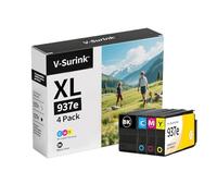 V-Surink 937e Ink Cartridges for HP 937 Ink Cartridge 937e Compatible with HP Officejet Pro 9110b 9120b 9720b 9130b 9117b 9720 9730 Printer (4-Pack,Black, Cyan, Magenta, Yellow)