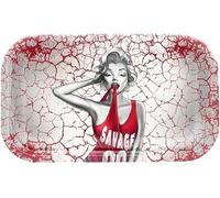 V Syndicate Savage Chick Design Metal Rolling Tray by Vastu - Premium Tobacco Smoking Accessory (Medium - 27 x 16cm)