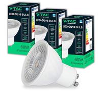 V-TAC 3 x GU10-6W LED Bulbs High Brightness (60W Equivalent) - Samsung Chip - 445 Lumen - GU10 LED Spot Light for Maximum Efficiency and Energy Saving - Warm White 3000 K