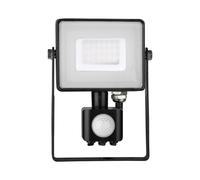 V-Tac 30W Warm White Samsung Chip LED Floodlight with PIR Sensor - Black