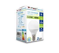 V-TAC 5.5W (40W) Energy Saving P45 Golf Light Bulb 60W Equivalent E14 SES Small Edison Screw Cap 4000K Day White Non Dimmable, VT-1880
