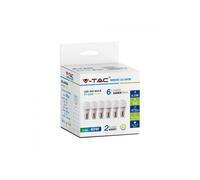 V-Tac 5.5W G45 LED PLASTIC BULB 4000K E27 PACK OF 6