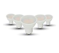 V-TAC 5W (35W Halogen Bulb Replacement) Energy Saving GU10 LED Spotlight Milky Cover with Samsung LED 110 Beam Angle Non-Dimmable 3000K Warm White 400 lumens [Energy Class A+] 5 Pack