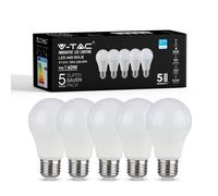 V-TAC 9W LED A58 Bulb | 3000K Warm White | 806 Lumens | Samsung Chip | E27 Base | Plastic Housing | Pack of 5 | Energy Efficient & Long Lifespan