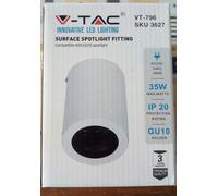 V-TAC Aluminum Cylinder Lighting GU10 Fitting Surface Round White