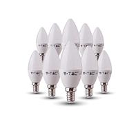 V-TAC E14 LED Candle Bulbs | 5.5W (Equivalent to 40W) Candle Light Bulbs | Edison Small Screw Light Bulb | Samsung Chip Non Dimmable E14 Candle Bulb | 6400K White | Pack of 10