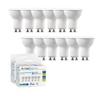 V-TAC GU10 LED Spotlight, Warm White 2700K, 5W 400 Lumens, 35W Halogen Equivalent, Energy Saving, 110° Wide Beam, Non-Dimmable, Pack of 12