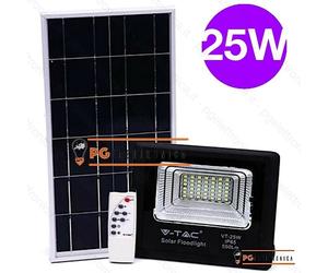 V-TAC LED 25W Spotlight With Solar Panel Battery Timer Function Remote
