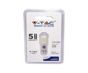 V-TAC LED Spotlight G4 Samsung Chip, 6400 K, 100 lm, 1.5 Watt, A, Plastic, White, One Size