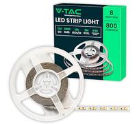 V-TAC SMD 3528 8W 5 Meters Self Adhesive LED Strip for Home Kitchen Bedroom Indoor - LED Strip Brightness 800 Lumens - Power Supply 12V - Warm White 3000K