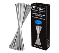 V-TAC Stainless Steel Cable Ties Size 4.6 mm x 350 mm - Pack of 100 - Multi-Purpose Cable Ties - Cable Ties for Electricians, Mechanics, Iron Tubes