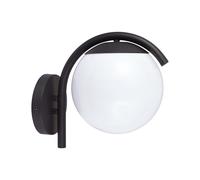 V-TAC VT-1150 Outdoor LED Wall Applique E27 Opal Sphere Black IP44
