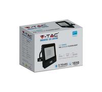 V-Tac Vt-128S-1 20W Pir Sensor Floodlight With Samsung Chip & Cable(1M) Colorcode:3000K Black Body