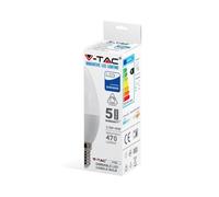 V-Tac Vt20045 Led Candle Light Dimmable E14 Bulb Samsung Chip White 3000K 5.5W