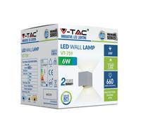 V-Tac Vt217080 6W Led Wall Light Up-Down With Bridgelux Chip Grey Square 3000K