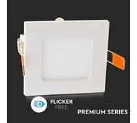 V-TAC SKU. 4863 Flat Square LED Downlight 6 W vt-607, 6 W, and Other Materials, Plastic, White, Height x Width x Depth: 120 mm x 120 mm x 25 mm