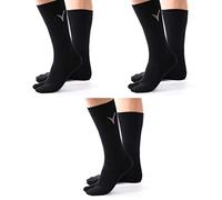 V-Toe Flip-Flop Socks - Tabi Split Toe Thicker Cotton for Men & Women - Japanese Separated Socks, Black, Large