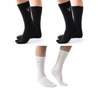 V-Toe Flip-Flop Socks - Tabi Split Toe Thicker Cotton Socks for Men & Women - Japanese Toes Separated Socks, 2 Black, 1 White, Large