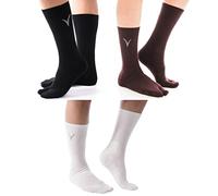 V-TOE SOCKS Unisex's Bl_gg_brnspt Socks, Black, White, Brown, Large (Pack of 3)