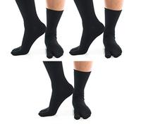 V-Toe Split Toe Flip-Flop Socks 3 Pairs Tabi Premium Cotton Blend Mens Womens Socks, Black, Medium