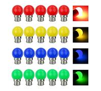 V-TOO 20 Pack Coloured Light Bulb B22 Bayonet LED Bulbs 3W Multi Colour Light Bulbs Golf Ball Bulb Mood Ambiance Lighting for Home Decoration Party Patio Christmas Effect Lights 220V-240V AC