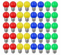 V-TOO 40 Pack Coloured Light Bulb E27 Screw Cap 3W LED Light Bulbs Mood Ambiance Lighting for Home Decoration Party Patio Christmas Effect Lights Multi-Color Red Yellow Blue Green