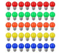 V-TOO 40 Pack ColouredLight Bulb E27 Screw Cap 3W LED Light Bulbs Mood Ambiance Lighting for Home Decoration Party Patio Christmas Effect Lights Multi Colour Red Yellow Blue Green Orange