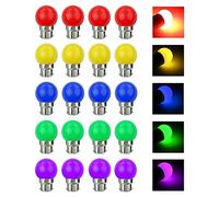 V-TOO LED 20 Pack Coloured Light Bulb B22 Bayonet LED Bulbs 3W Multi Color Light Bulbs Mood Ambiance Lighting for Home Decoration Party Patio Christmas Effect Lights Red Yellow Blue Green Purple