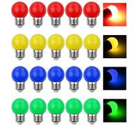 V-TOO LED 20 Pack Coloured Light Bulb E27 Screw Cap 3W LED Light Bulbs Mood Ambiance Lighting for Home Decoration Party Patio Christmas Effect Lights Multi Colour Red Yellow Blue Green