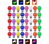 V-TOO LED 40 Pack Coloured Light Bulb E27 Screw Cap 3W Multi Colour LED Light Bulbs Mood Ambiance Lighting for Home Decoration Patio Party Club Celebration Halloween Christmas Effect Lights