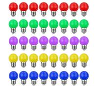 V-TOO LED 40 Pack Coloured Light Bulb E27 Screw Cap 3W Multicolour LED Light Bulbs Mood Ambiance Lighting for Home Decoration Party Patio Christmas Effect Lights Red Yellow Blue Green Purple