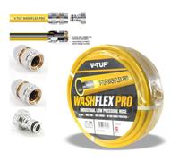 V-TUF 25m 1/2" 10Bar WASHFLEX PRO Water Supply Hose & KCQ Coupling Kit