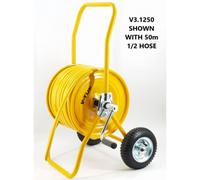 V-TUF Manual Wind - Hose Reel Trolley with 50m 1/2" WASHFLEX PRO Water Supply Hose