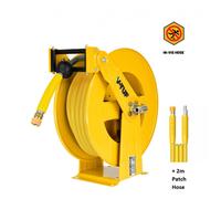 V-TUF V5.2201-KIT2Y 20m Retractable Hose Reel - Powder Coated Steel + 20m Washflex Yellow 3/8 2W Hose MSQ Kit & 2m Patch Hose