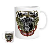 V-Twin Rider Motorcycle Mug - Push to the Limit Biker Gift, Motorbike Engine & Wings Design, Rider Coffee Cup for Men & Women, Motorcycling Enthusiast Present