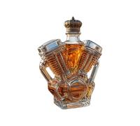 V-Twin Wine Bottle, Motorcycle Engine Whiskey Decanter, Motor-Themed Glass Drinks Display, Shelf Decor Bottle Prop, Un-ique Collector Item, for Entertaining