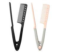 V-Type Flat Plate Clamp, 2 Pack Hair Straightening Comb, Wet And Dry Hair Care Styling Tools for Beginners Professionals Girls Ladies Home Salon Women