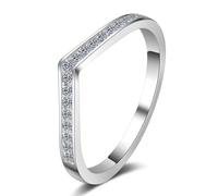 V-type Moissanite Engagement Ring 1ct/2ct GRA Certified, Minimalist Wedding Band 925 Silver for Women(13, 14 points)