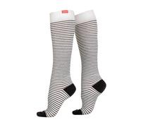 V&V 1 Pack Cotton Graduated Compression Socks | 30-40 mmHg - Cream & Black - S/M