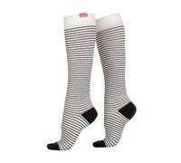 V&V 1 Pack Wide Calf Cotton Graduated Compression Socks | 30-40 mmHg - Wide - M/L - Cream & Black