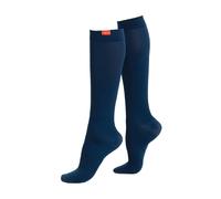 V&V 1 Pack Wide Calf Moisture Wicking Nylon Graduated Compression Socks | 15-20 mmHg - Wide - M/L - Navy