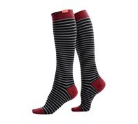 V&V 1 Pack Wide Calf Nylon Graduated Compression Socks | 30-40 mmHg - Wide - S/M - Black/Grey